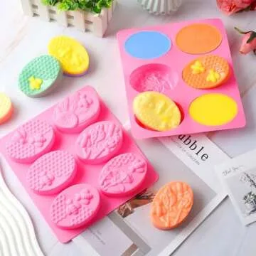 yeatruojeet 4 Pcs Silicone Soap Molds, 6 Cavities Rectangle Silicone Soap Molds for Homemade Craft Soap Mold, Cake Mold, Chocolate Mold ＆ Ice Cube Tray