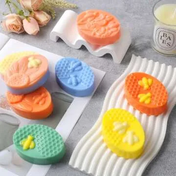 yeatruojeet 4 Pcs Silicone Soap Molds, 6 Cavities Rectangle Silicone Soap Molds for Homemade Craft Soap Mold, Cake Mold, Chocolate Mold ＆ Ice Cube Tray