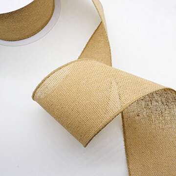 Burlap Fabric Wired Ribbon 4" x 20 Yards for Crafts