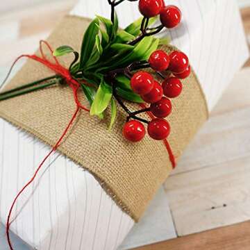 Burlap Fabric Wired Ribbon 4" x 20 Yards for Crafts