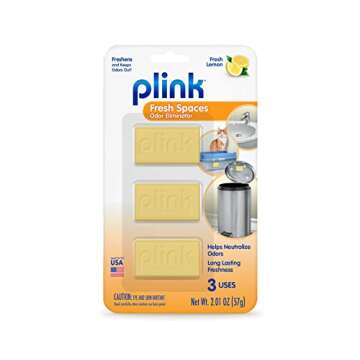 Plink Bin Fresh Odor Eliminator, Garbage Odor Eliminator, Small Spaces Air Freshener, Fresh Lemon, L...
