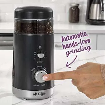 Mr. Coffee Automatic Coffee Grinder with 5 Presets, 12 Cup Capacity, Black – Ideal for Home Use an...
