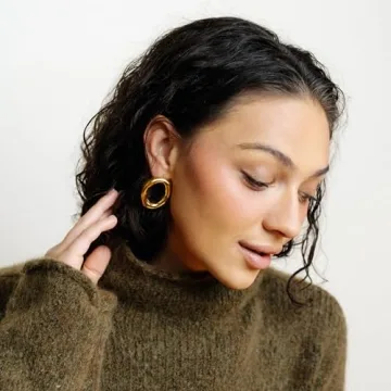 Gold Chunky Open Circle Vintage Statement Earrings
