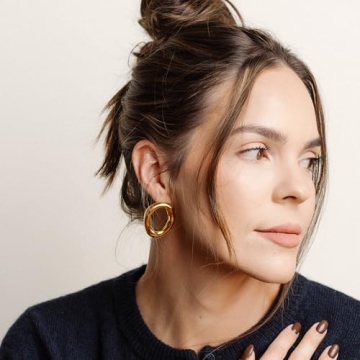 Gold Chunky Open Circle Vintage Statement Earrings