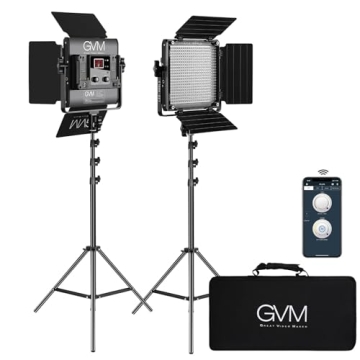 GVM 2 Pack LED Video Lighting Kits with APP Control, Bi-Color Variable 2300K~6800K with Digital Disp...