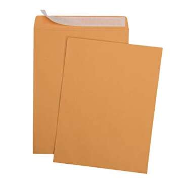 Aimoh 100 6 x 9 Self-Seal Brown Kraft Catalog Envelopes - 28lb, 100 Count, Ultra Strong Quick-Seal, ...