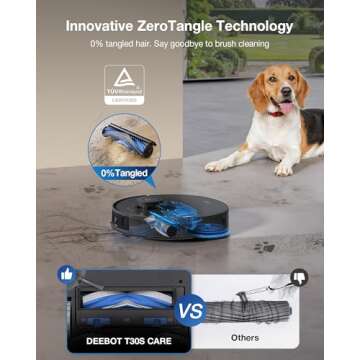 ECOVACS DEEBOT T30S Care Robot Vacuum and Mop, 11000Pa, ZeroTangle Technology, TruEdge Adaptive Edge Mopping, Hot Water Mop Washing, Self-Emptying, Self Refilling, Auto-Mop Lifting, Obstacle Avoidance