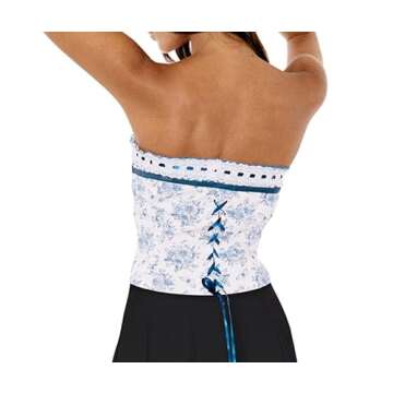 Women's Lace Trim Tube Crop Top Off Shoulder Slim Bandeau Vest Strapless Sheer Mesh Cami Tops Going Out Streetwear