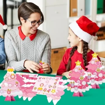 WATINC 30Pcs Pink Christmas Tree Craft Kit for Fun