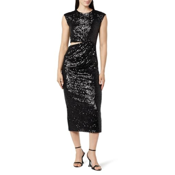 The Drop Women's Padma Cutout Sequin Midi Dress in Black