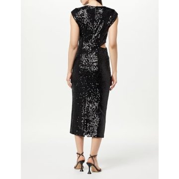 The Drop Women's Padma Cutout Sequin Midi Dress in Black