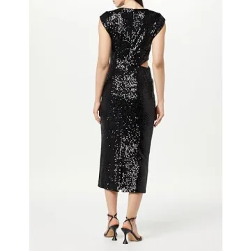 The Drop Women's Padma Cutout Sequin Midi Dress in Black