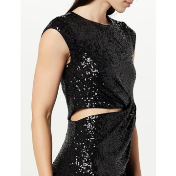 The Drop Women's Padma Cutout Sequin Midi Dress in Black