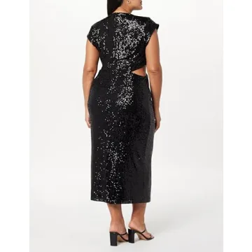 The Drop Women's Padma Cutout Sequin Midi Dress in Black