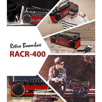 Riptunes Cassette Boombox with Bluetooth and AM/FM Radio