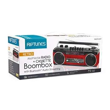 Riptunes Cassette Boombox with Bluetooth and AM/FM Radio