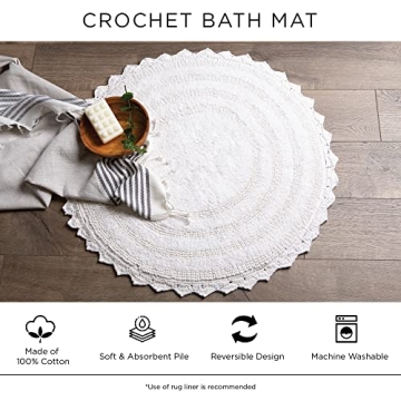 DII Crochet Bath Mat - Stylish & Reversible 27.5"