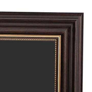 AUEAR, 5x10 Frame for 4x9 Business Document with Black Mat, Hanging and Easel Stand Display, Dark Brown Ornate Gold Trim