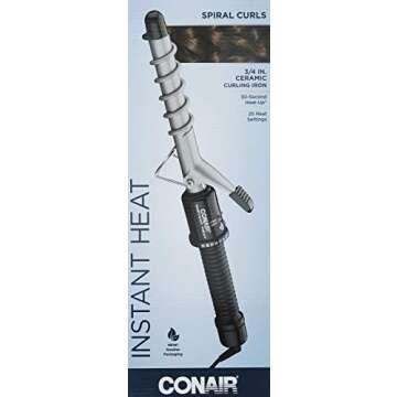 Conair Instant Heat Spiral 3/4-Inch Curling Iron for Effortless Curls