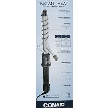 Conair 3/4 Inch Instant Heat Curling Iron for Spirals