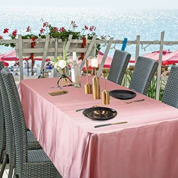 Aksipo 2 Pack Rose Gold Satin Tablecloth Smooth Fabric Table Cover Premium Table Cloth Bright Silk Rectangle Tablecloth for Wedding Banquet Party Events Dining Table Decoration, 60x102 Inch