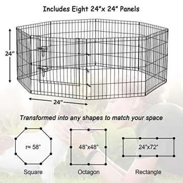 Puppy Pet Playpen 8 Panel 24 Inch Indoor Outdoor Metal Portable Folding Animal Exercise Dog Fence Ideal for Pet Animals Dog Cat Rabbit Breed Puppy (24" x 24" x 8)