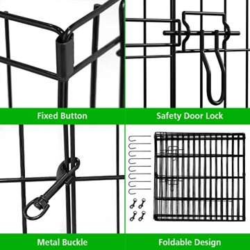 Puppy Pet Playpen 8 Panel 24 Inch Indoor Outdoor Metal Portable Folding Animal Exercise Dog Fence Ideal for Pet Animals Dog Cat Rabbit Breed Puppy (24" x 24" x 8)