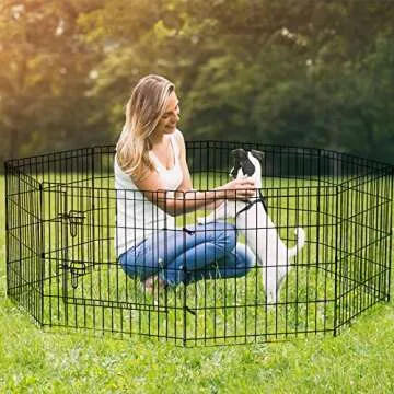 Puppy Pet Playpen 8 Panel 24 Inch Indoor Outdoor Metal Portable Folding Animal Exercise Dog Fence Ideal for Pet Animals Dog Cat Rabbit Breed Puppy (24" x 24" x 8)