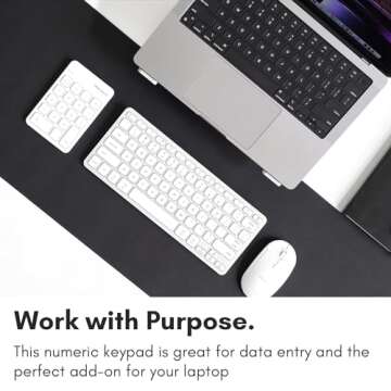 Macally Bluetooth Number Pad for Laptop, Apple, Mac, iMac, MacBook Pro/Air, Ipad, Windows PC, Tablet, or Desktop Computer - Rechargeable 18 Key Wireless Numeric Keypad - White Bluetooth 10 Key Numpad