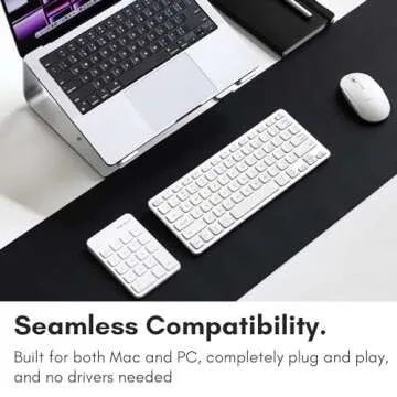 Macally Bluetooth Number Pad for Laptop, Apple, Mac, iMac, MacBook Pro/Air, Ipad, Windows PC, Tablet, or Desktop Computer - Rechargeable 18 Key Wireless Numeric Keypad - White Bluetooth 10 Key Numpad