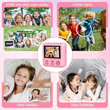 Portable Kids Instant Print Camera with 1080p Video
