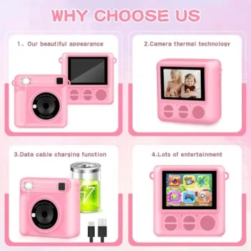 Portable Kids Instant Print Camera with 1080p Video