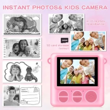 Portable Kids Instant Print Camera with 1080p Video
