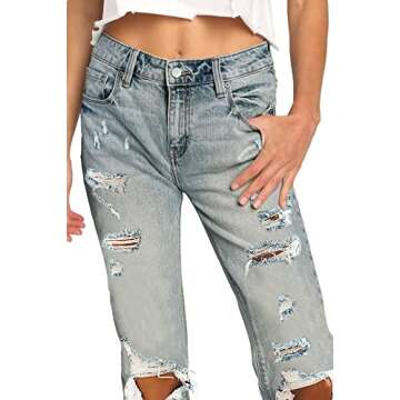 Women's High Waisted Stretch Ripped Jeans for Comfort