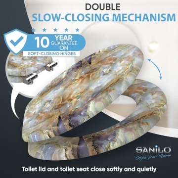 SANILO Decorative Wooden Toilet Seat with Soft Close Feature