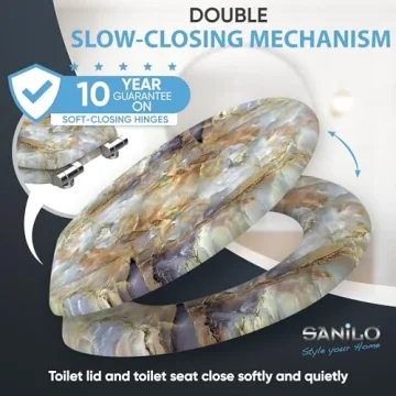 SANILO Decorative Wooden Toilet Seat with Soft Close Feature