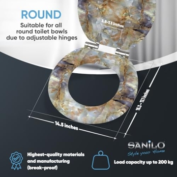 SANILO Decorative Wooden Toilet Seat with Soft Close Feature