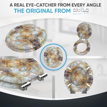 SANILO Decorative Wooden Toilet Seat with Soft Close Feature