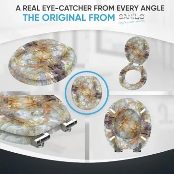 SANILO Decorative Wooden Toilet Seat with Soft Close Feature