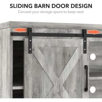 IDEALHOUSE TV Stand Farmhouse Entertainment Center for 65 Inch TV & Media Furniture, Rustic TV Stands with Storage and Barn Doors TV Console Table Under TV Cabinet for Living Room, Rustic Grey