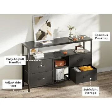 Stylish Huuger TV Stand with Power Outlets & Storage