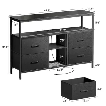 Stylish Huuger TV Stand with Power Outlets & Storage