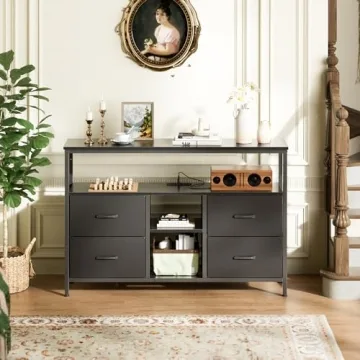 Stylish Huuger TV Stand with Power Outlets & Storage