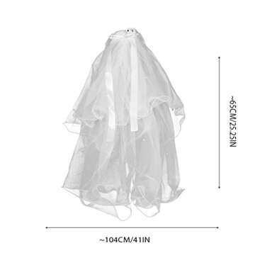 JONKY 2 Tier Led Bride Wedding Veil White Light up Pencil Edge Bridal Veils with Hair Clip Glowing Party Club Statement Headpieces for Women(Warm)