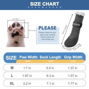 EXPAWLORER Anti-Slip Dog Socks Boots-Waterproof Non Slip Dog Shoes for Snow Winter,Rain Days,Dog Paw Protectors to Prevent Licking,Non Slip Dog Booties for Hardwood Floors, Fit Small Medium Large Dogs