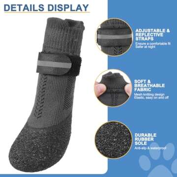 EXPAWLORER Anti-Slip Dog Socks Boots-Waterproof Non Slip Dog Shoes for Snow Winter,Rain Days,Dog Paw Protectors to Prevent Licking,Non Slip Dog Booties for Hardwood Floors, Fit Small Medium Large Dogs