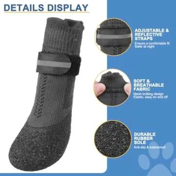 EXPAWLORER Anti-Slip Dog Socks Boots-Waterproof Non Slip Dog Shoes for Snow Winter,Rain Days,Dog Paw Protectors to Prevent Licking,Non Slip Dog Booties for Hardwood Floors, Fit Small Medium Large Dogs