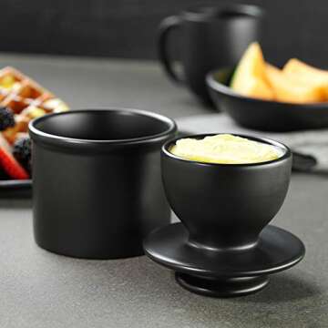 Butter Bell - The Original Butter Bell Crock by L. Tremain, French Ceramic Butter Dish Keeper, Specialty (Matte Black)