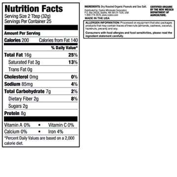 Kirkland Organic Creamy Peanut Butter - Dry Roasted Sea Salted U.S. Peanuts