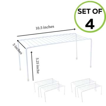 Evelots Kitchen Cabinet Wire Shelf Organizer/Rack - 4 Pack Sturdy Metal Shelf Risers - Double Your C...